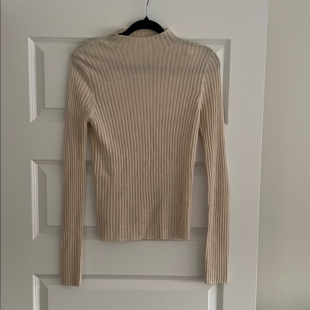 Ribbed Cream Long Sleeve Top